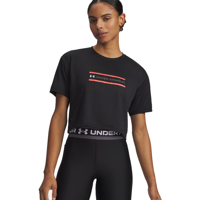 Under Armour UA Tech™ Branded Crop Short-Sleeve T-Shirt (6009987-001)ΓΥΝΑΙΚΕΙΟ T-SHIRT Black/Venom Red/White