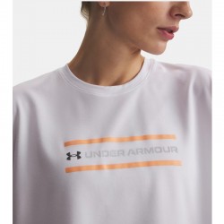 Under Armour UA Tech™ Branded Crop Short-Sleeve T-Shirt (6009987-100)ΓΥΝΑΙΚΕΙΟ T-SHIRT White/Orange Bloc/Halo Gray