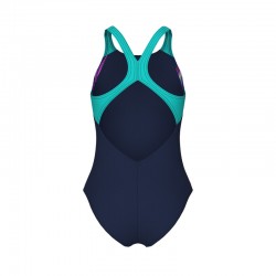 ARENA LIT LOGO SWIMSUIT V BACK L GIRLS (010690-780)ΠΑΙΔΙΚΟ ΜΑΓΙΟ NAVY-WATER