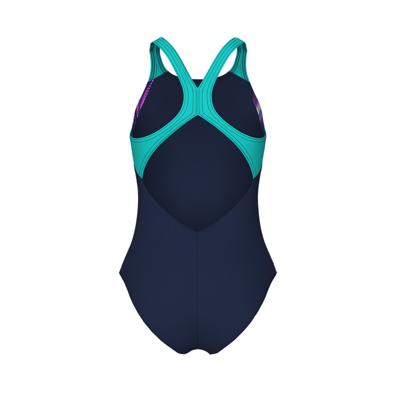 ARENA LIT LOGO SWIMSUIT V BACK L GIRLS (010690-780)ΠΑΙΔΙΚΟ ΜΑΓΙΟ NAVY-WATER