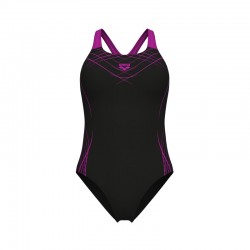 ARENA PROPOSAL SWIMSUIT SWIM PRO BACK WMNS (010803-590)ΓΥΝΑΙΚΕΙΟ ΜΑΓΙΟ BLACK-VERY FUCHSIA
