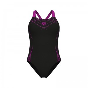 ARENA PROPOSAL SWIMSUIT SWIM PRO BACK WMNS (010803-590)ΓΥΝΑΙΚΕΙΟ ΜΑΓΙΟ BLACK-VERY FUCHSIA