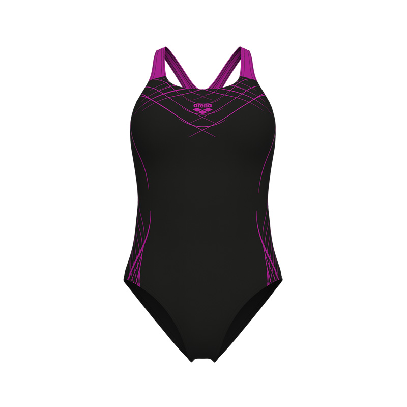 ARENA PROPOSAL SWIMSUIT SWIM PRO BACK WMNS (010803-590)ΓΥΝΑΙΚΕΙΟ ΜΑΓΙΟ BLACK-VERY FUCHSIA