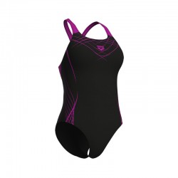 ARENA PROPOSAL SWIMSUIT SWIM PRO BACK WMNS (010803-590)ΓΥΝΑΙΚΕΙΟ ΜΑΓΙΟ BLACK-VERY FUCHSIA