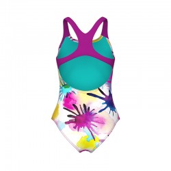 ARENA SPRAYING SWIMSUIT SWIM PRO BACK GIRLS (010720-815)ΠΑΙΔΙΚΟ ΜΑΓΙΟ WHITE MULTI-VERY FUCHSIA