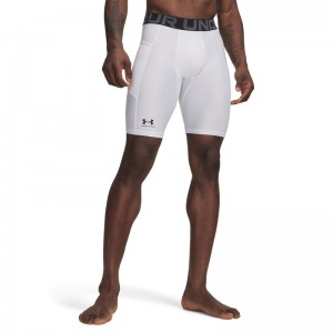Under Armour HeatGear Pocket (1361602-100) Ανδρικό Ισοθερμικό Σορτς Compression ΛΕΥΚΟ/ΜΑΥΡΟ