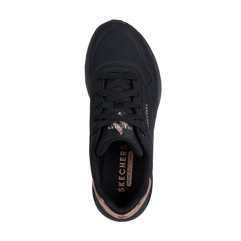 SKECHERS Uno Lite - Shimmer Along Slip-On (177291-BBK)ΓΥΝΑΙΚΕΙΑ ΠΑΠΟΥΤΣΙΑ BLACK/ROSE GOLD