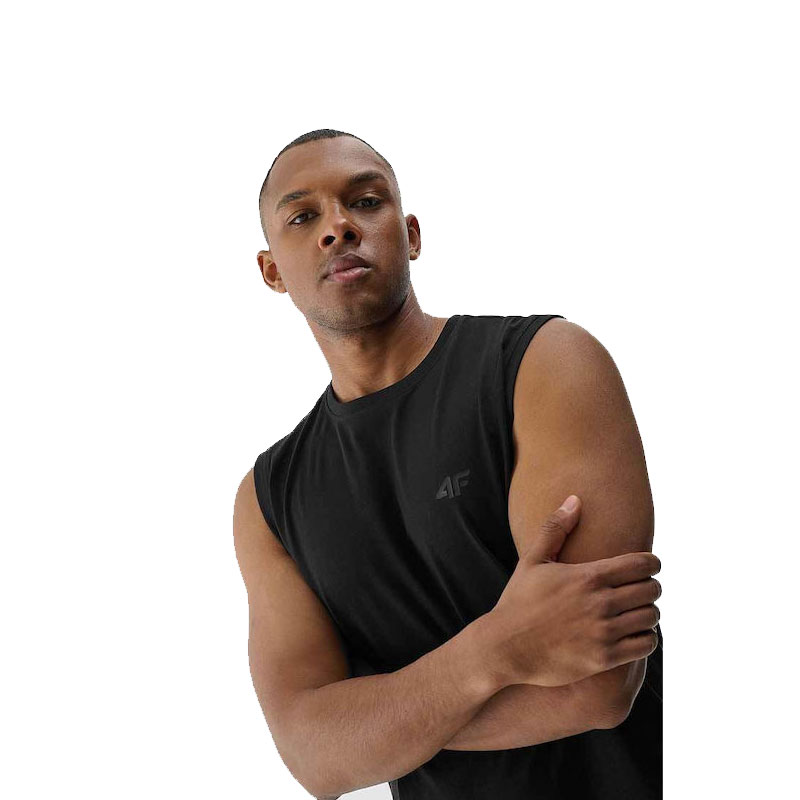 4F REGULAR FIT HIP LENGTH T-SHIRT (4FWMM00TSLEM306-20S)ΑΝΔΡΙΚΟ ΑΜΑΝΙΚΟ T-SHIRT ΜΑΥΡΟ