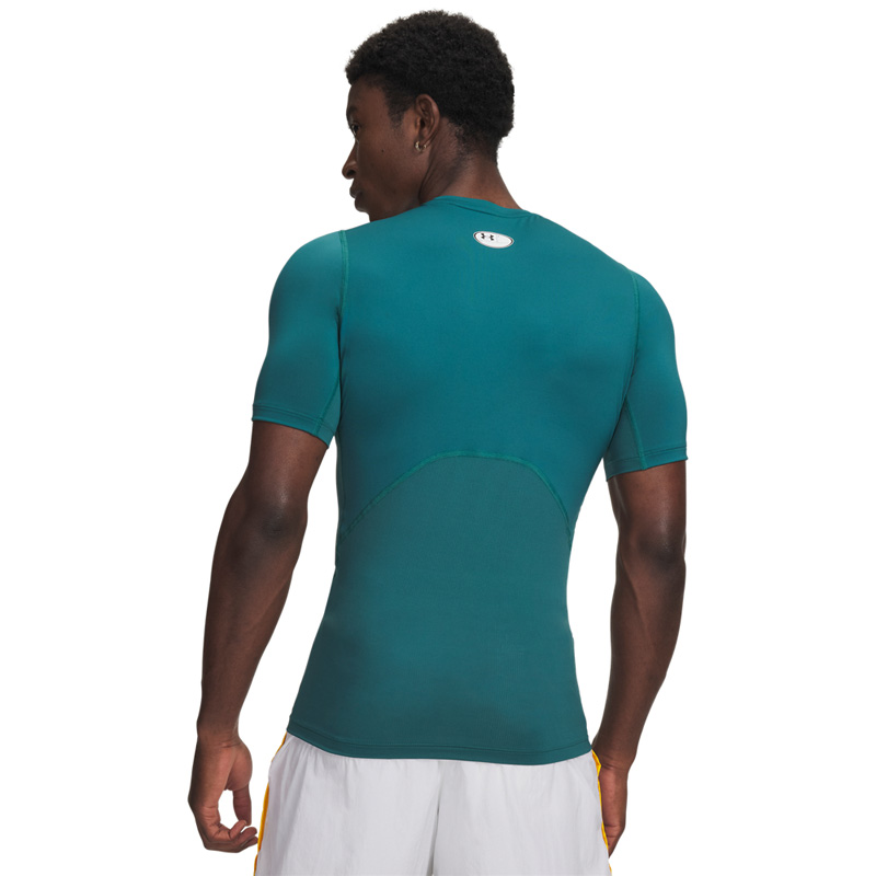 Under Armour HeatGear Compression (1361518-338)Ανδρική Κοντομάνικη Μπλούζα Compression Rack Green/White