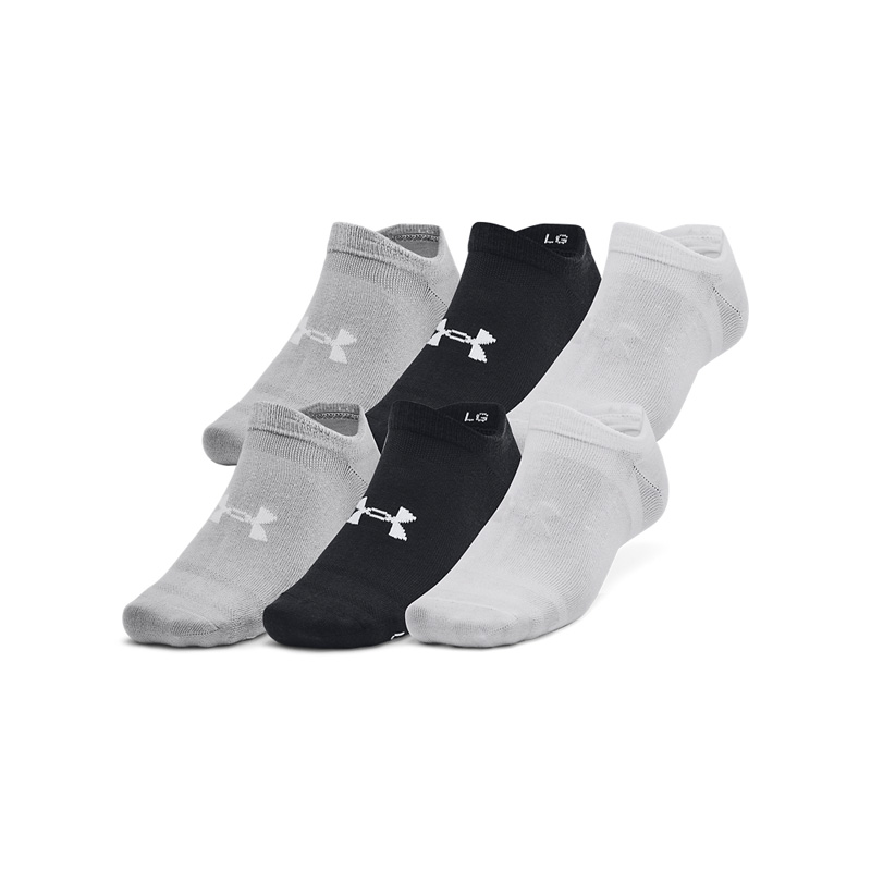 UNDER ARMOUR ESSENTIAL NO SHOW 6PK (1382611-002)Αθλητικές Κάλτσες 6 Ζεύγη Black/Black/Halo Gray