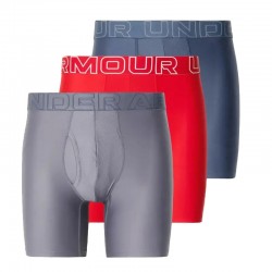 Under Armour Boxer TECH 6inc MENS 3Pack (1383878-044)ΑΝΔΡΙΚΑ ΕΣΩΡΟΥΧΑ 3 ΤΕΜΑΧΙΑ Downpour Gray/Titan Gray/Red