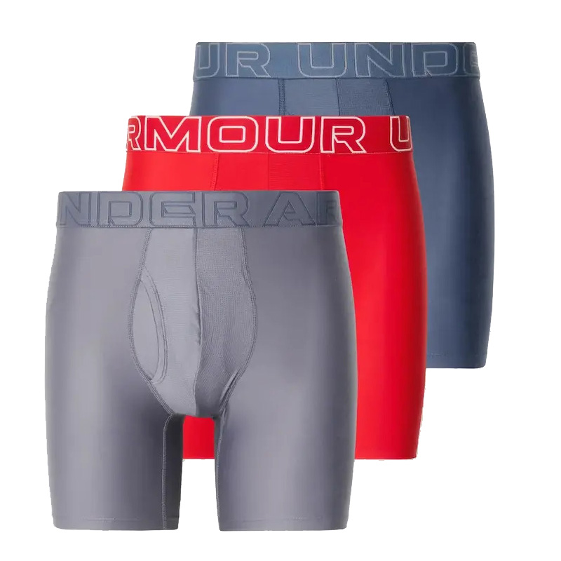 Under Armour Boxer TECH 6inc MENS 3Pack (1383878-044)ΑΝΔΡΙΚΑ ΕΣΩΡΟΥΧΑ 3 ΤΕΜΑΧΙΑ Downpour Gray/Titan Gray/Red