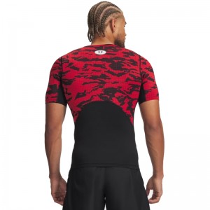 Under Armour UA HG Printed SS (6009657-002)ΑΝΔΡΙΚΟ T-SHIRT Black/Red/White
