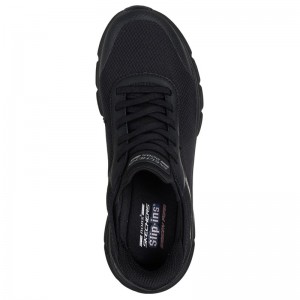SKECHERS LINEAR FORCE (117391-BBK)ΓΥΝΑΙΚΕΙΑ ΠΑΠΟΥΤΣΙΑ ΜΑΥΡΑ