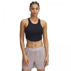 Under Armour Rival Γυναικείο Cropped Αμάνικο T-Shirt ΜΑΥΡΟ (1389798-001)