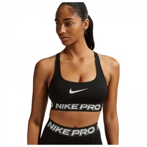 Nike Pro Light-Support Sports Bra (IF0214-010)ΓΥΝΑΙΚΕΙΟ ΜΠΟΥΣΤΑΚΙ BLACK/WHITE/METALLIC SILVER
