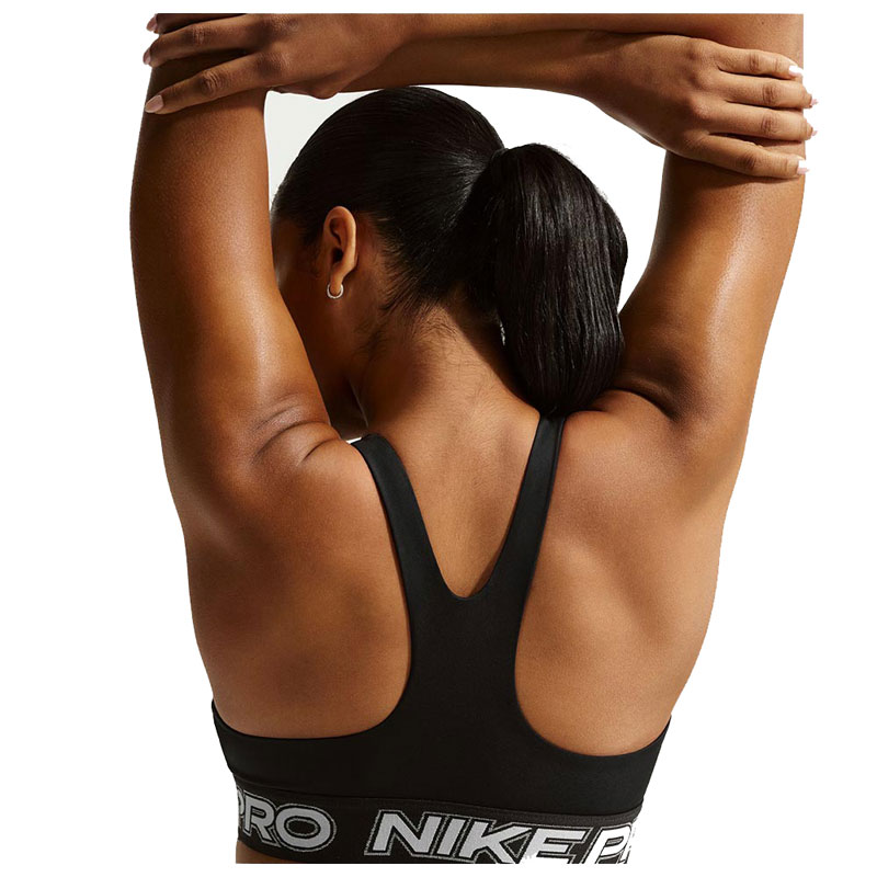 Nike Pro Light-Support Sports Bra (IF0214-010)ΓΥΝΑΙΚΕΙΟ ΜΠΟΥΣΤΑΚΙ BLACK/WHITE/METALLIC SILVER