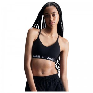 Nike Indy Light-Support (FD1062-011)Γυναικείο αθλητικό σουτιέν με επένδυση ρυθμιζόμενο BLACK/BLACK/WHITE