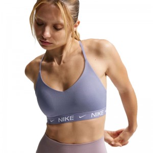 Nike Indy Light-Support (FD1062-506)Γυναικείο αθλητικό σουτιέν με επένδυση ρυθμιζόμενο IRON PURPLE/IRON PURPLE/WHITE