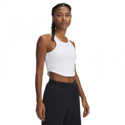 Under Armour Rival Γυναικείο Cropped Αμάνικο T-Shirt ΛΕΥΚΟ (1389798-100)