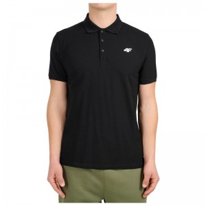 4F Ανδρική Μπλούζα Polo Κοντομάνικη Μαύρη (4FWMM00TPTSM0771-20S)