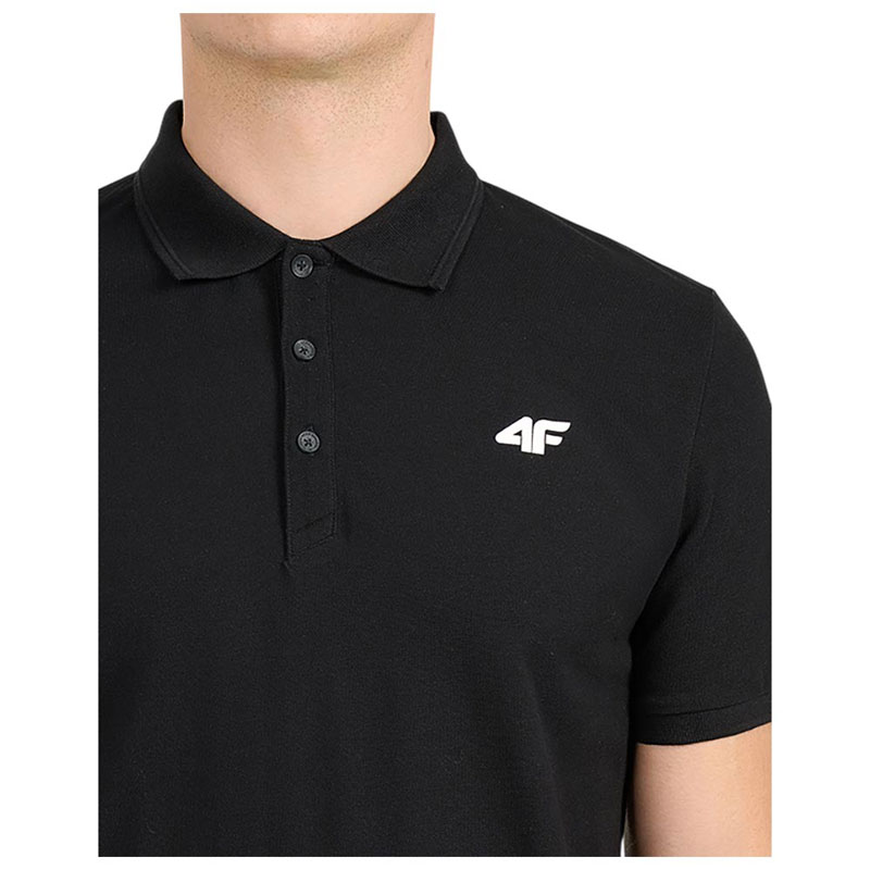 4F Ανδρική Μπλούζα Polo Κοντομάνικη Μαύρη (4FWMM00TPTSM0771-20S)