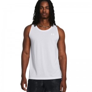 UNDER ARMOUR LAUNCH SINGLET  T-shirt (1382585-100)ΑΝΔΡΙΚΟ ΑΜΑΝΙΚΟ T-SHIRT ΛΕΥΚΟ