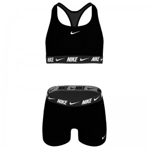 Nike Swim Big Kids Girls Racerback Bikini & Short Set (NESSG730-001)Black/White