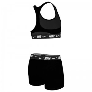 Nike Swim Big Kids Girls Racerback Bikini & Short Set (NESSG730-001)Black/White