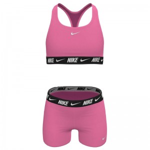 Nike Swim Big Kids Girls Racerback Bikini & Short Set (NESSG730-663)PINK GLOW