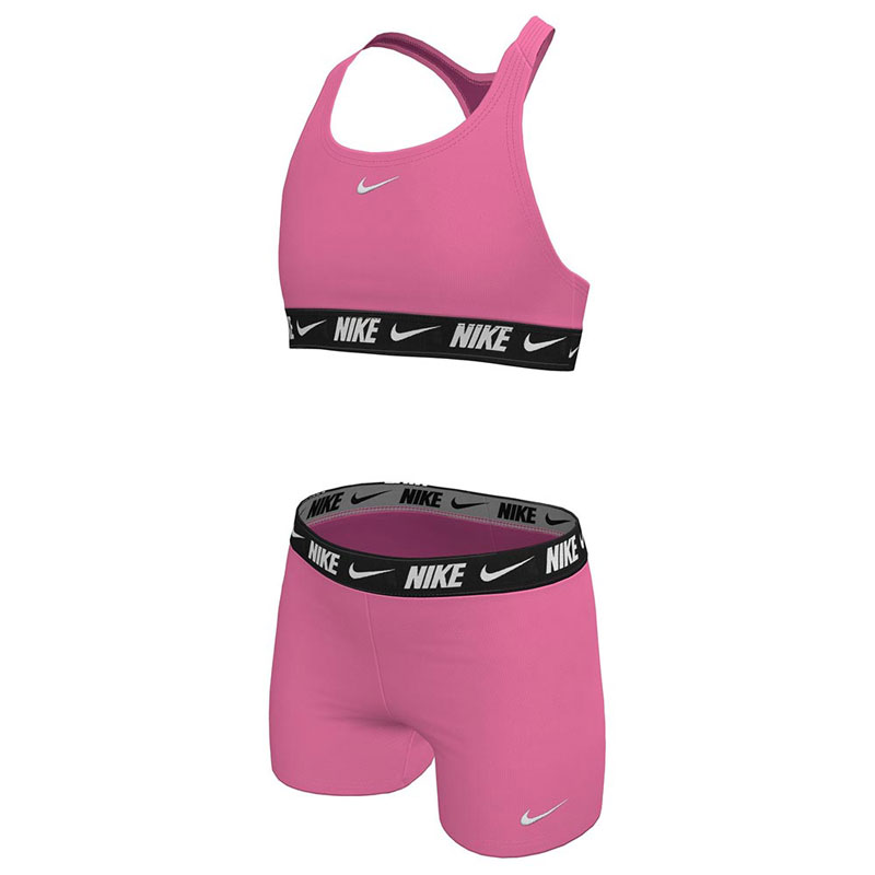 Nike Swim Big Kids Girls Racerback Bikini & Short Set (NESSG730-663)PINK GLOW