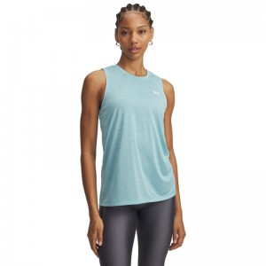 UNDER ARMOUR Tech Tank Twist (1383656-425)Γυναικείο T-shirt αμανικο Blue Haze/White