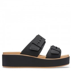 Crocs Brooklyn Buckle Matte Wrap Low Wedge (212408-0RI)Γυναικεία ανατομικά σανδάλια/πλατφόρμες  Black/Cashew
