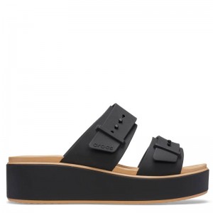 Crocs Brooklyn Buckle Matte Wrap Low Wedge (212408-0RI)Γυναικεία ανατομικά σανδάλια/πλατφόρμες  Black/Cashew