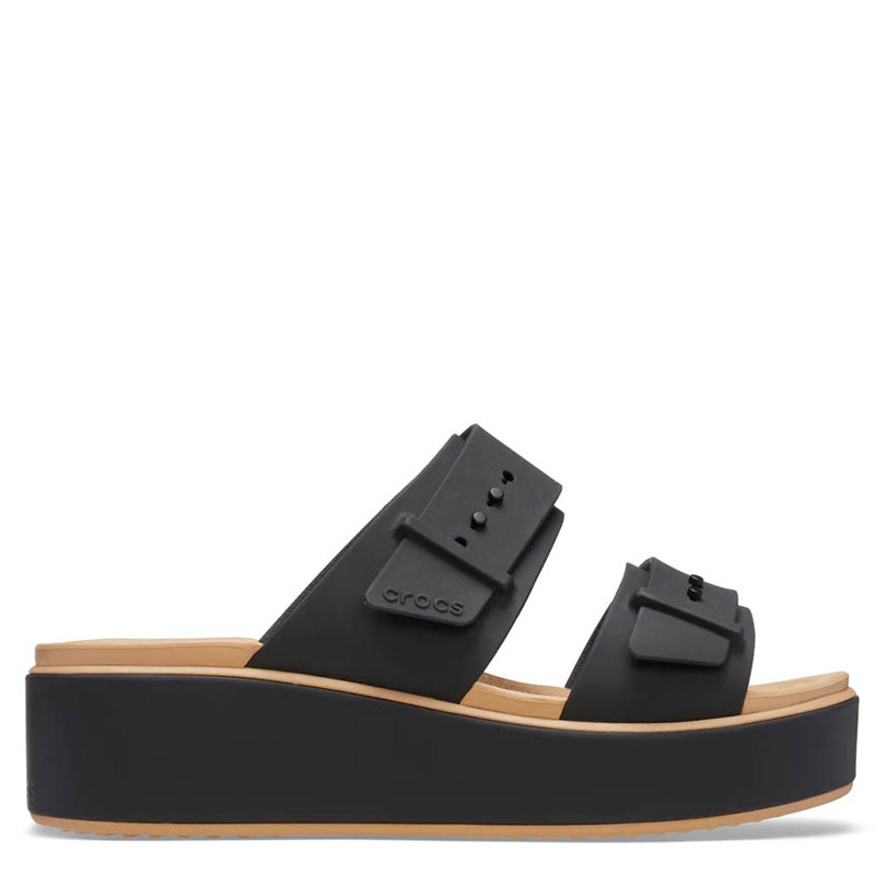 Crocs Brooklyn Buckle Matte Wrap Low Wedge (212408-0RI)Γυναικεία ανατομικά σανδάλια/πλατφόρμες  Black/Cashew