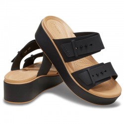Crocs Brooklyn Buckle Matte Wrap Low Wedge (212408-0RI)Γυναικεία ανατομικά σανδάλια/πλατφόρμες  Black/Cashew