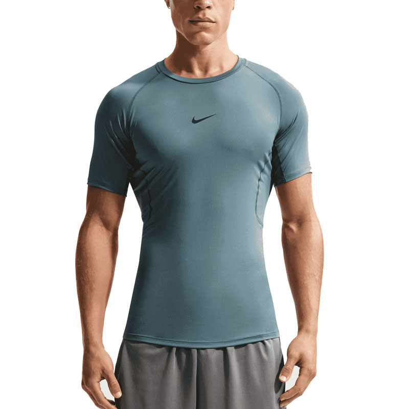 Nike Pro fitness Dri-FIT (FB7932-382)Ανδρική εφαρμοστή κοντομάνικη μπλούζα MINERAL SLATE/BLACK
