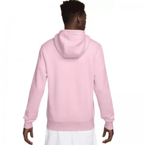 Nike Club (FN3861-663)Ανδρική φλις μπλούζα με κουκούλα και φερμουάρ σε όλο το μήκος Pink Foam/Λευκό