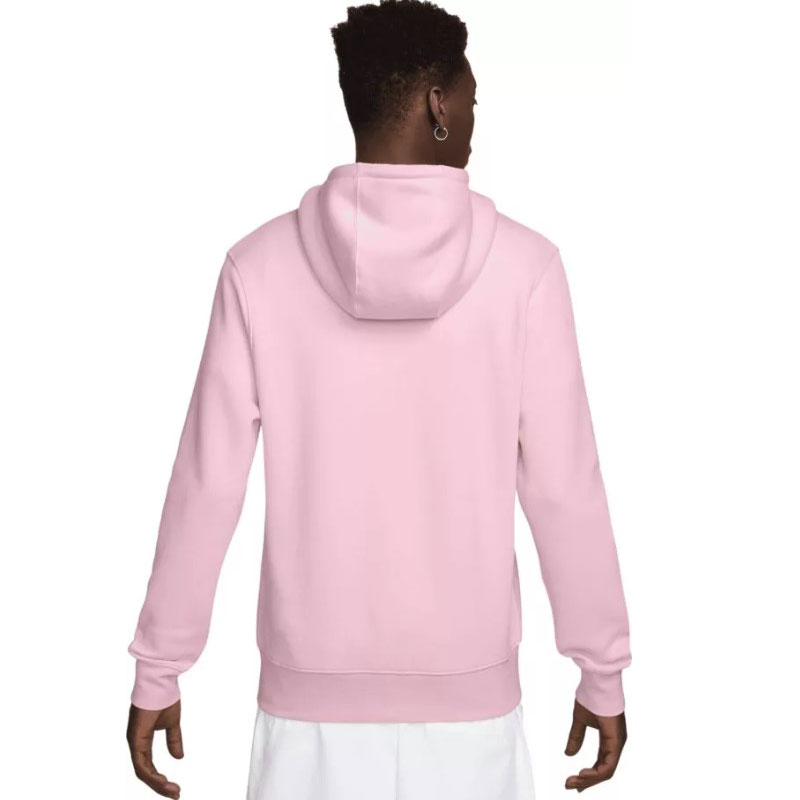 Nike Club (FN3861-663)Ανδρική φλις μπλούζα με κουκούλα και φερμουάρ σε όλο το μήκος Pink Foam/Λευκό