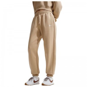 Nike Sportswear Phoenix Fleece (FZ5996-286)Γυναικείο παντελόνι φόρμας ψηλόμεσο και σε φαρδιά γραμμή Linen/Sail