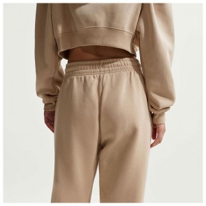 Nike Sportswear Phoenix Fleece (FZ5996-286)Γυναικείο παντελόνι φόρμας ψηλόμεσο και σε φαρδιά γραμμή Linen/Sail
