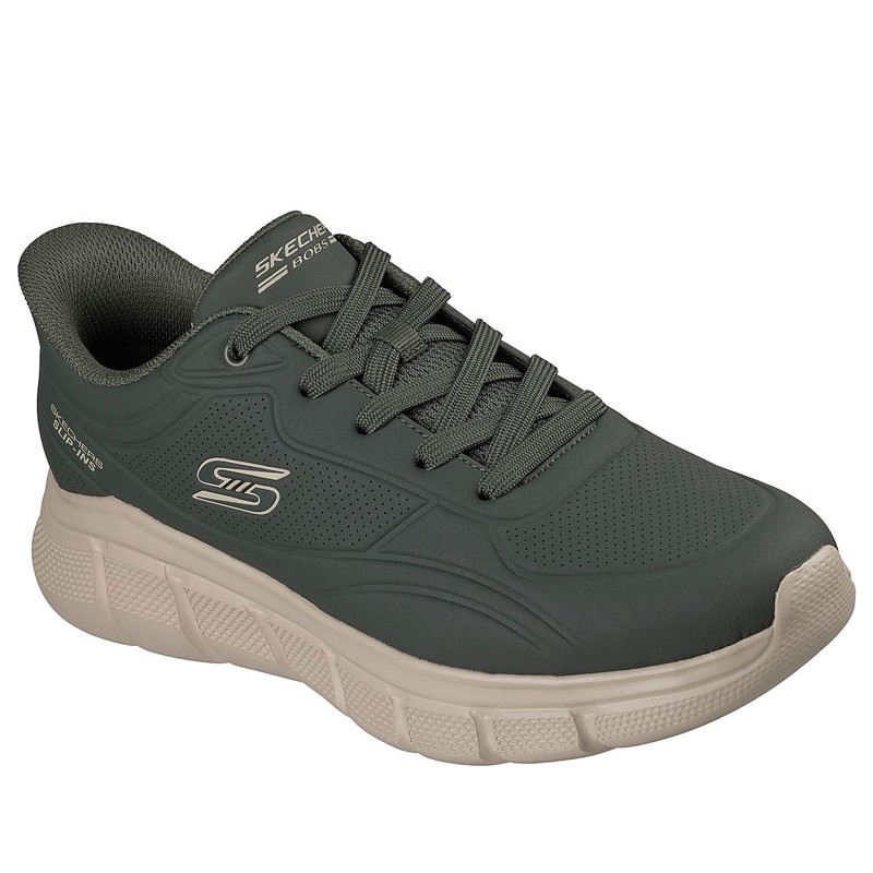 SKECHERS BOBS B Flex - Smooth Edge (118116-OLV)ΑΝΔΡΙΚΑ ΠΑΠΟΥΤΣΙΑ ΛΑΔΙ SLIP-INS