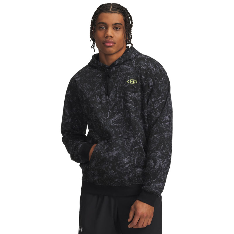 Under Armour Rival Fleece Printed (6013452-008)ΑΝΔΡΙΚΗ ΦΟΥΤΕΡ ΜΠΛΟΥΖΑ Ultimate Black/Green Citrine